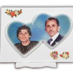 Εκτύπωση Φωτογραφίας σε Τετράγωνη Πορσελάνη με 2 καρδίες  18χ24 cm.